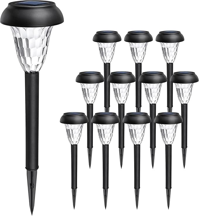 GIGALUMI Solar Lights Outdoor Waterproof, 12 Pack Warm White Pathway Lights | Solar Powered Landscape Lighting, Solar Garden Light for Decor, Patio, Garden, Yard, Pathways, Walkways