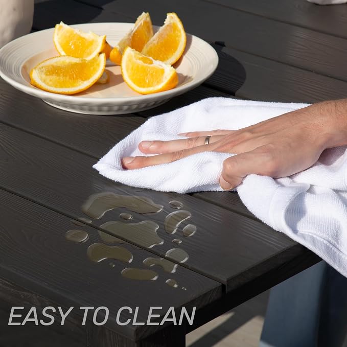 ZHUSI Outdoor Dining Set for 6 HDPE (Black, 1 Table)