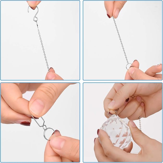 MerryNine 10pcs Sun Shine Catcher Chains for Pendant Prisms, 18.11 inch Prismatic Ball Suspension Chain with Hook for Crystal Prism Decoration DIY Crystal Decoration (10PCS)