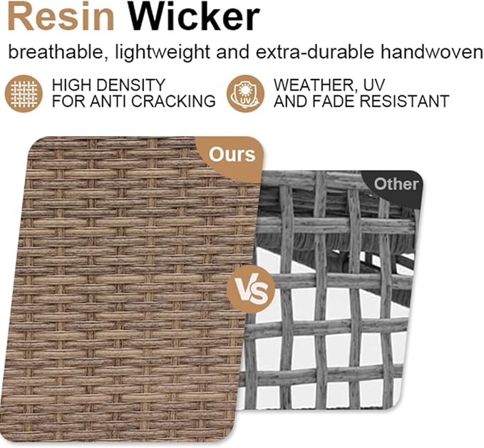 5 Piece Patio Furniture Set, Wicker Modular Outdoor Furniture with Thicker Cushions, Outdoor Couch Sofa for Garden, Poolside, Backyard, Beige