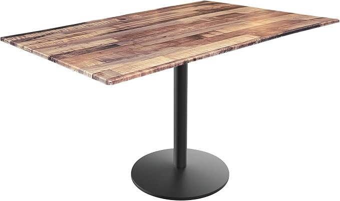 Holland Bar Stool Co. 30" Tall OD214 Indoor/Outdoor All-Season Black Wrinkle Table with 32" x 48" Rustic EuroSlim Top