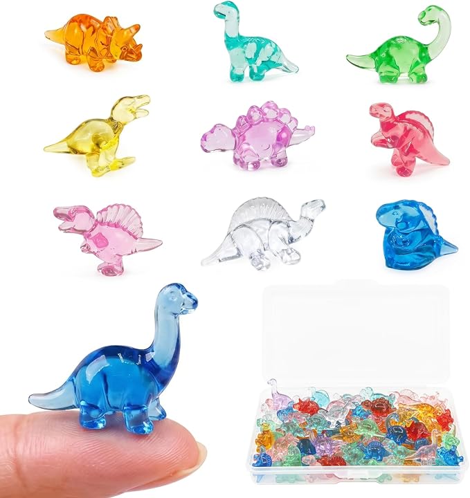 Mini Dinosaur Figurines, Resin Mini Animals Bulk, Tiny Dinosaur Statues for Desk Decor, Party Favors, Collectible Decorations & Treasure Hunt Games (60pcs)