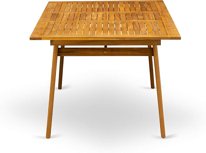 East West Furniture DEBS7CANA 7 Piece Patio Dining Set Consist of a Rectangle Outdoor Acacia Wood Table and 6 Folding Arm Chairs, 40x72 Inch, Natural Oil