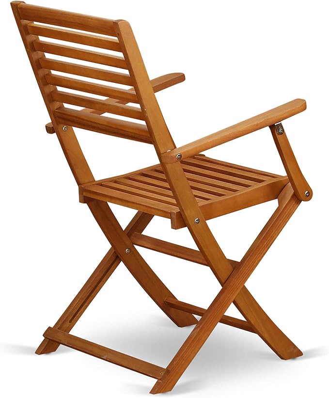 East West Furniture DEBS7CANA 7 Piece Patio Dining Set Consist of a Rectangle Outdoor Acacia Wood Table and 6 Folding Arm Chairs, 40x72 Inch, Natural Oil