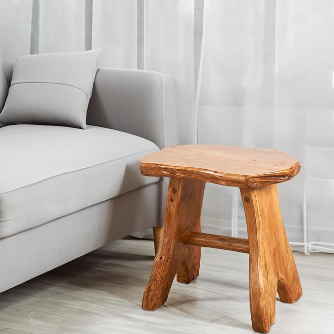 Natural Shape Solid Wood Tree Stump Stool 15"x12"x15" Cedar Root End Table Rustic Plant Stand Live Edge Coffee Table Vintage Side Table Living Room Bedroom Accent Outdoor Garden Foot Stool