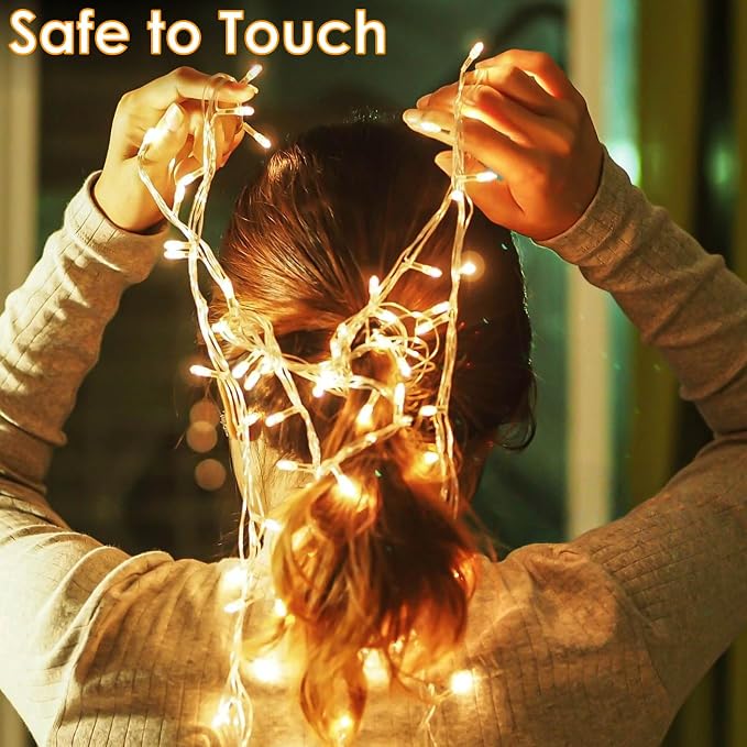 200 LED Connectable String Lights with Remote, Warm White to Cool White | 11 Modes, Timer, 66FT Clear Wire Waterproof Color Changing Twinkle Fairy Lights Plug in for Bedroom Patio Xmas Tree Decor