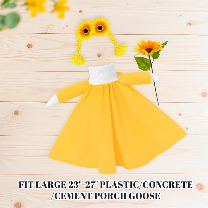 3 Pcs Porch Goose Outfits, for 23-28 Inch Porch Goose,Patriotic Costume for Plastic/Cement Statue for Outdoor Courtyard Garden Terrace Art Decoration (Sunflower, 23-28IN)