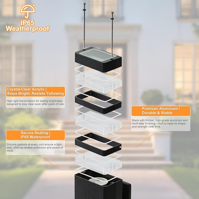 LMP LED Outdoor Wall Light, Aluminum IP65 Waterproof Porch Lights | Up and Down,3000K 5W G10 Bulbs Included,ETL Certified, Outside Wall Exterior Lighting Fixtures for House, Front Door, Garage