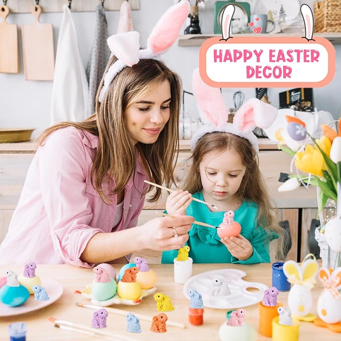 120PCS Miniature Resin Rabbit Easter Bunny Figurines for Easter Egg Fillers | 6 Colors Cute Tiny Bunnies Rabbits Animals, Fairy Garden Dollhouse Cake Home Decor Hidden Game