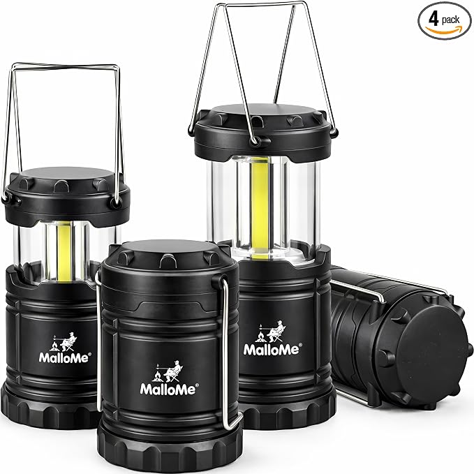 MalloMe LED Camping Lantern, Battery Powered Lanterns for Power Outages, Portable Hanging Collapsible Camping Lights for Outdoor, Home, Emergency, Hurricane Lamp Survival Outage Light 3 x AAA Operated