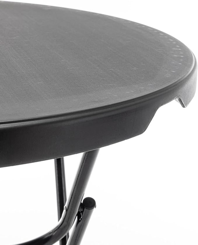 BTEXPERT Set of 2, Black 2.63 Foot Round Plastic Bar Height Folding Table Indoor Outdoor Accessory for Patio Backyard Dining Wedding Party Events Home Kitchen
