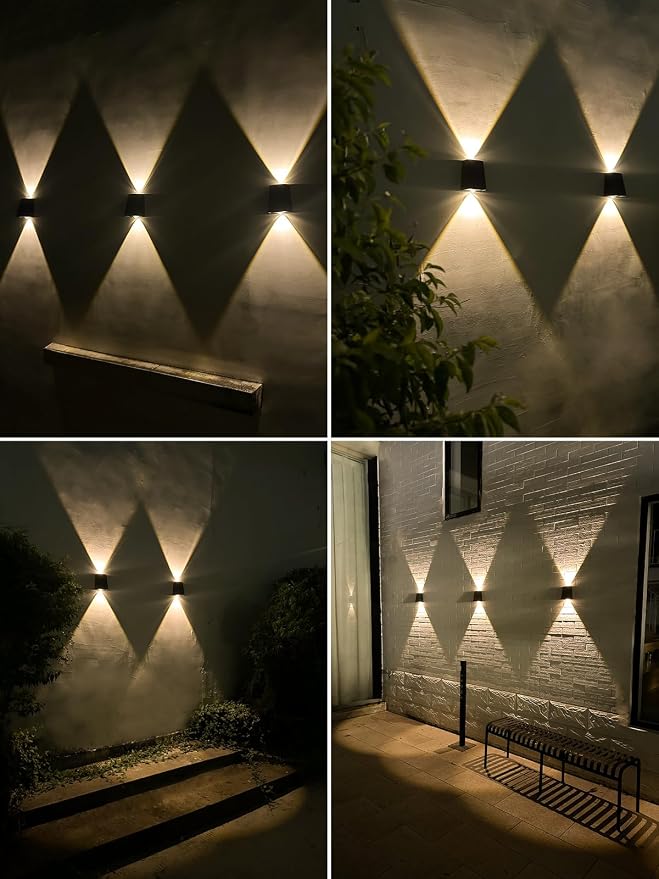 Solar Wall Lights Outdoor Waterproof Sconce for Outside, Garage, Fence | Dusk to Dawn Solar Powered Up and Down Lighting 3000K Warm White 8 Pack LED Modern Outdoor Waterproof