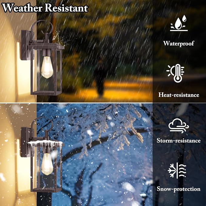 BesLowe 2-Pack 15" Outdoor Wall Light Fixtures, Brown Modern Porch Sconces