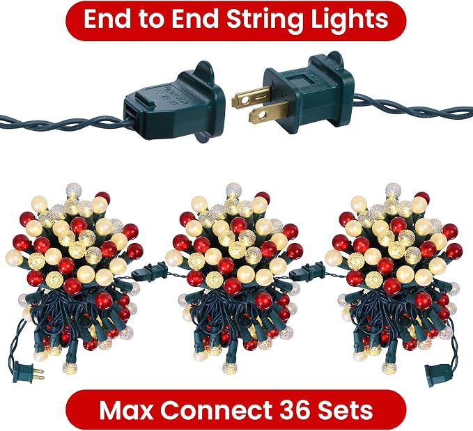 Globe String Lights, Fairy Lights Plug in 19FT Christmas Lights 70LED Pearlized Glass Bulbs Multicolor Outdoor Indoor String Lights UL Certified Christmas Lights for Bedroom Party Tree Decor