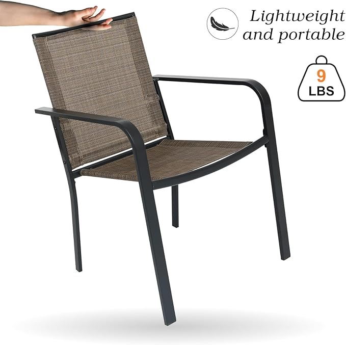 Outdoor Dining Table with 6-Piece Stackable Chairs,48" Round Patio Table with Adjustable Umbrella Hole,Stable Patio Dining Set for Home or Outside