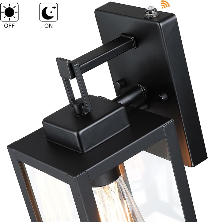 2 Pack 12 Inch Outdoor Wall Lights Dusk to Dawn,Exterior Sconce Lights with Sensor Photocell Black Wall Lantern for Porch Patio Garage Dusk to Dawn Outdoor Lighting Set of 2