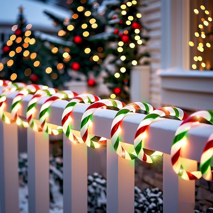 Vigdur Candy Cane Rope Lights Outdoor, 33FT 216 LEDs Christamas Rope Lights | Connectable And Flexible Clear Tube, IP65 Waterproof, Christmas Rope Lights for Patios Gardens Parties And Christmas Décor
