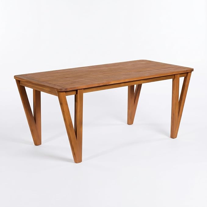 Christopher Knight Home Teany Patio Acacia Wood Dining Table, Indoor and Outdoor Dining Room Table for 6-8 Persons, Rectangular Dining Table for Backyard/Garden, Teak