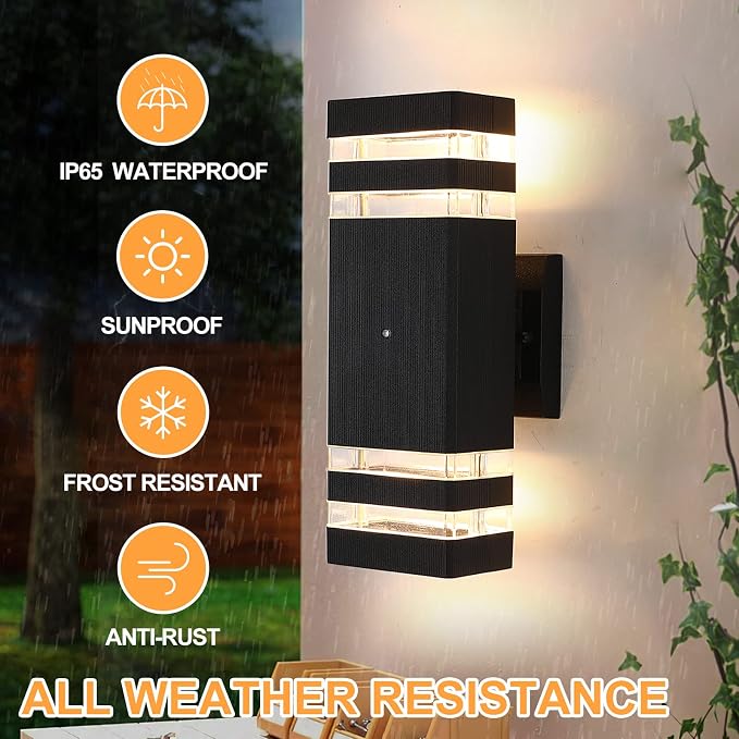 Dusk to Dawn Outdoor Lighting 2 Pack, Porch Lights Outdoor Wall Lamps for Patio Waterproof 3000K Warm White Exterior Light Fixture Sconce for House Hallway Garden Corridor