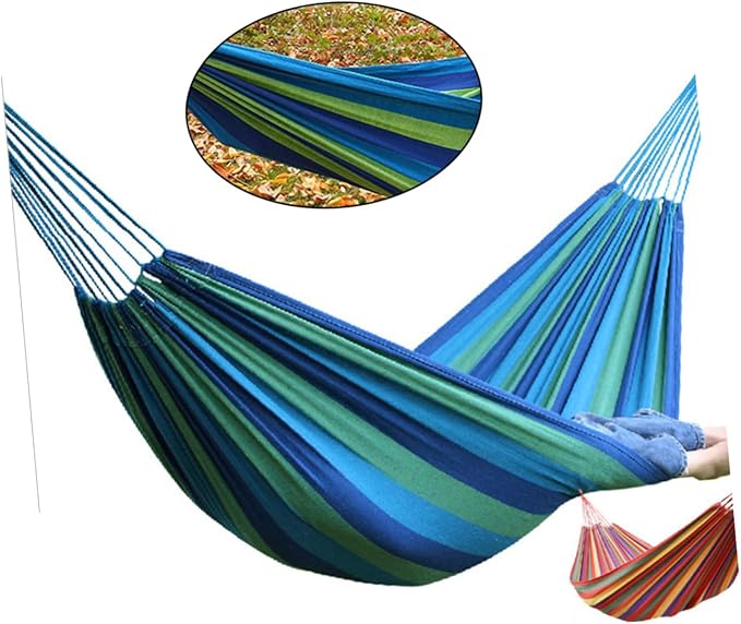 BESPORTBLE Travel Essential Outdoor Hammock Canvas Swing Seat Stripes Compact for Camping Leisure