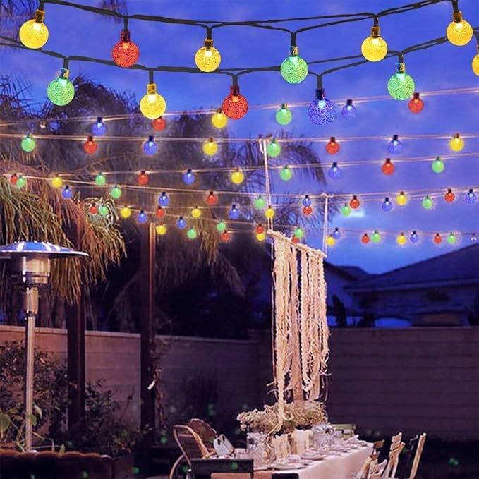 Toodour Solar String Lights Outdoor, 56ft 100 LED Globe String Light with 8 Mode, Waterproof Crystall Ball Lights Solar Patio Lights for Garden, Lawn, Patio, Gazebo, Yard, Outdoor Decor - Multicolor