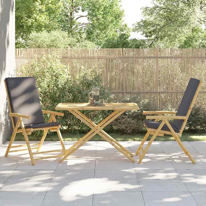 Bamboo Folding Patio Table 43.3x21.7x29.5 Inches, Outdoor Garden Table with Slatted Top, Portable Space-Saving Side for Courtyard, Greenhouse