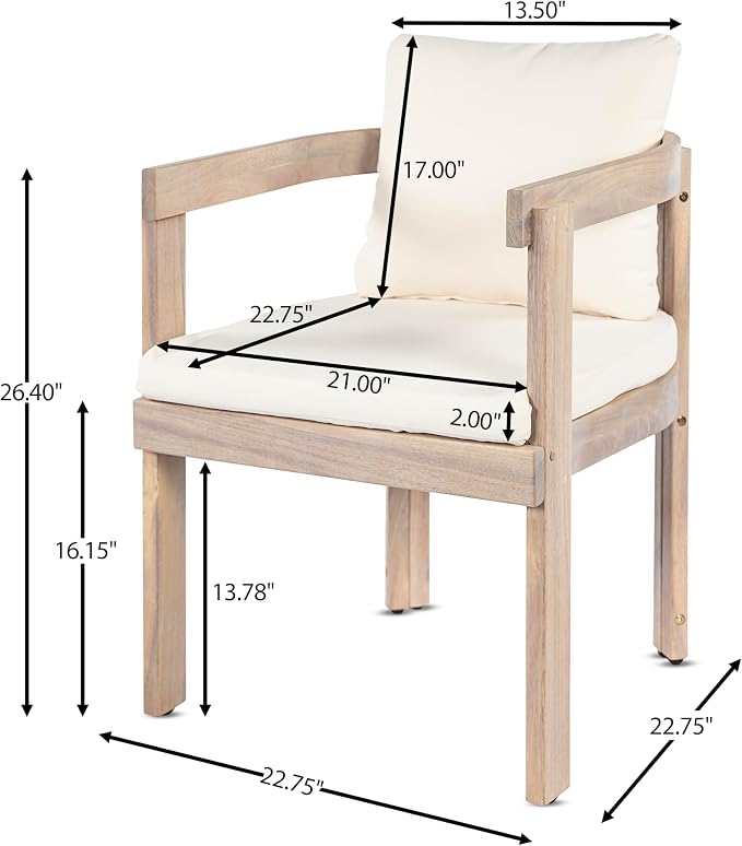 Christopher Knight Home Rosita Extendable Acacia Wood Outdoor Dining Set for 6, Expandable Patio Dining Table and Chairs Set of 6, Solid Wood Outdoor Dining Armchair and Table Set, Teak+Natural Washed