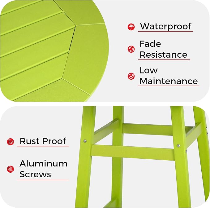 Costaelm Patio Bistro Table, 42" Counter Height Round Patio Cocktail Bar Table with Umbrella Hole, Outdoor Bistro Dining Pub Table for Front Porch Deck Backyard Garden, Lime