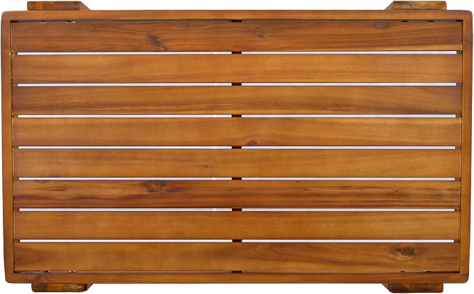 Christopher Knight Home Phobo Acacia Wood Outdoor Loveseat and Coffee Table Set, 2 Piece Patio Furniture Set with Cushion, Outdoor Conversation Set with Slatted Design for Backyard, Teak + Beige