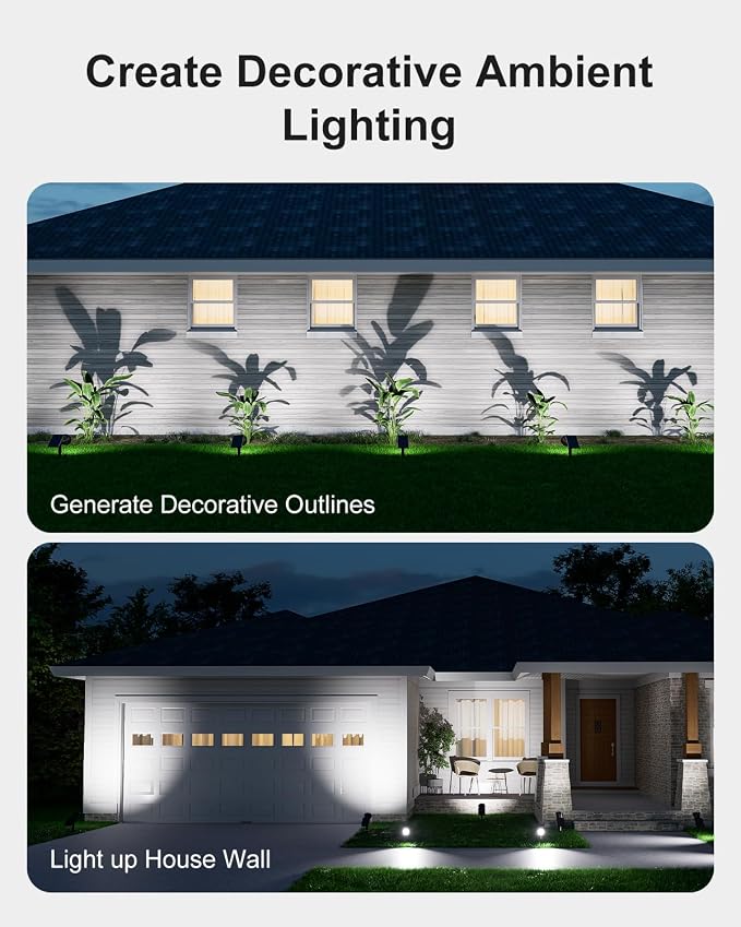 2 Pack Solar Spotlights Outdoor Waterproof for Flag, Tree, Statue, Number Sign, Plant Pot, Bright LED Outside Landscape Flood Lamp for Accent Uplighting Yard, Garden, Driveway, Walkway, Porch, Fence