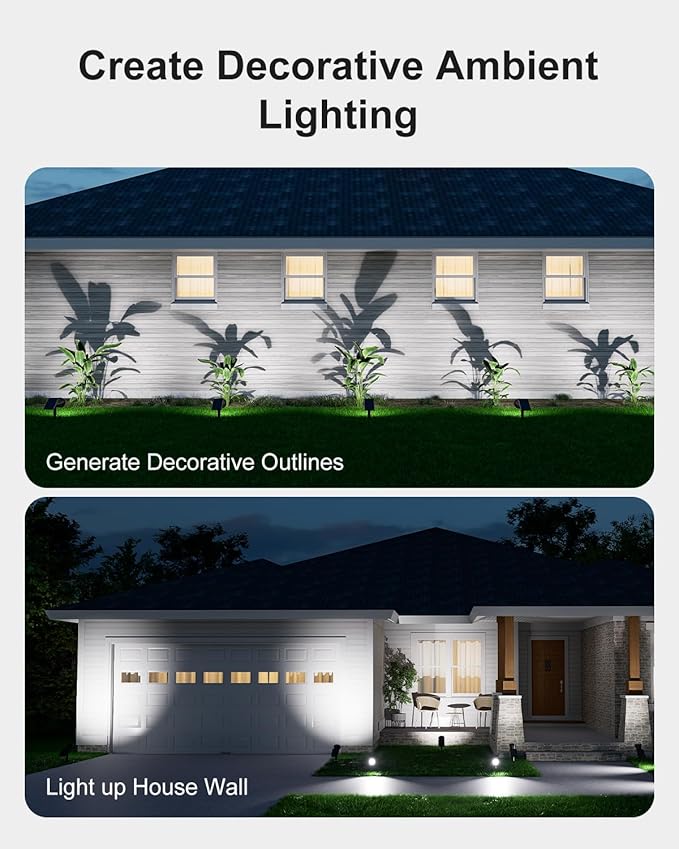 FALOVE Solar Spot Lights Outdoor Waterproof for Flag, Palm Tree, Pole, Sign, Statue, Mailbox, Bright LED Outside Landscape Flood Spotlights for Accent Uplighting Yard, Garden, House, Backyard, Patio