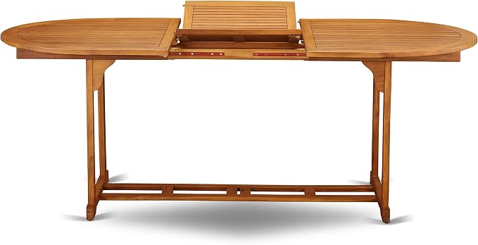 East West Furniture BSBS9CANA 9 Piece Patio Bistro Dining Furniture Set Includes an Oval Outdoor Acacia Wood Table and 8 Folding Arm Chairs, 36x78 Inch, Natural Oil