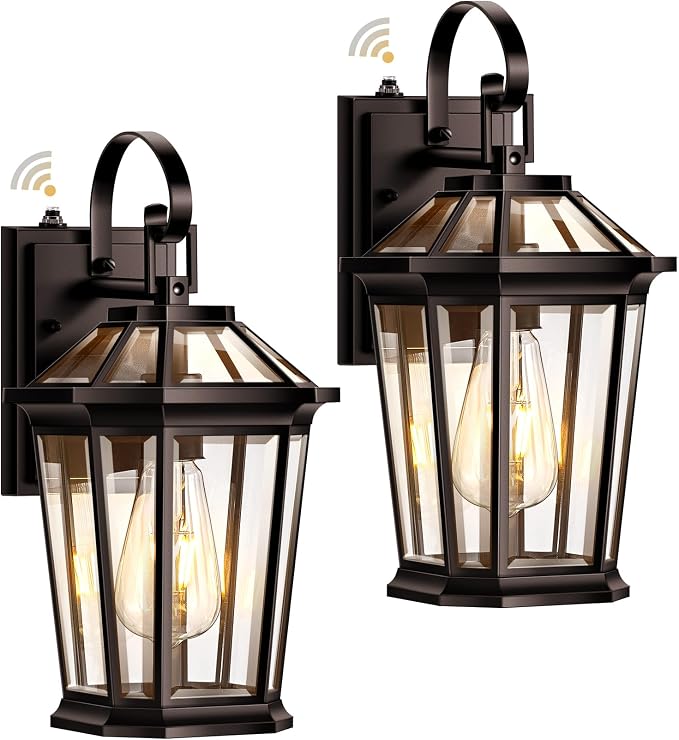VIANIS 2-Pack Oil Rubbed Bronze Outdoor Lights Wall Mount, Dusk to Dawn Wall Lights for House Outside, Aluminium Modern Porch Lights Sconce, Exterior Wall Lantern Fixture with Waterproof, Anti-Rust