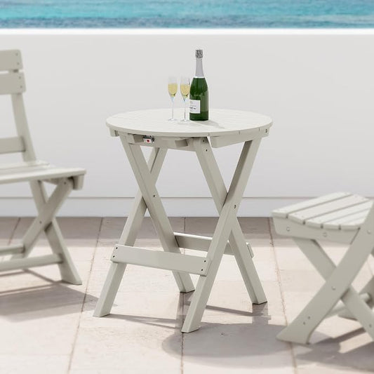 Costaelm Outdoor Bistro Table, Patio Round Portable Folding Bar Height Table Tall Balcony Pub Small High Top for Front Porch Deck, Backyard, Garden, Sand