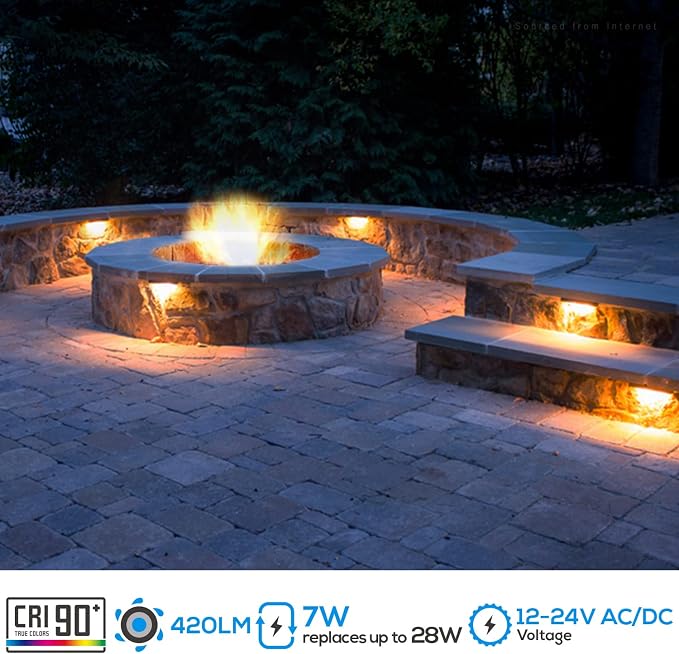 LEONLITE 4-Pack 5CCT 12 Inch LED Hardscape Lighting, 2200K-5000K | LED Landscape Lighting, 12-24V AC/DC Paver Light Low Voltage Retaining Wall Lights, 7W Outdoor Step Lights, ETL