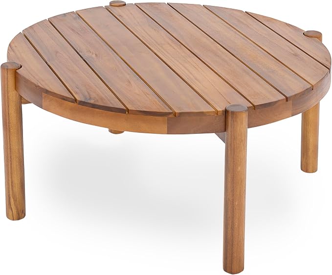 Christopher Knight Home Haven Acacia Wood Outdoor Loveseat and Coffee Table Set, 2 Piece Patio Furniture Set with Water-Repellent Cushion, Solid Wood Outdoor Conversation Set, Beige+Teak