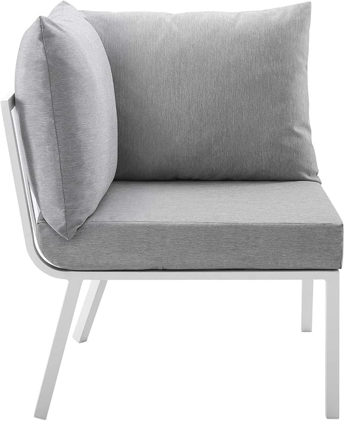 Modway Riverside 5 Piece Outdoor Patio Aluminum Set in White Gray