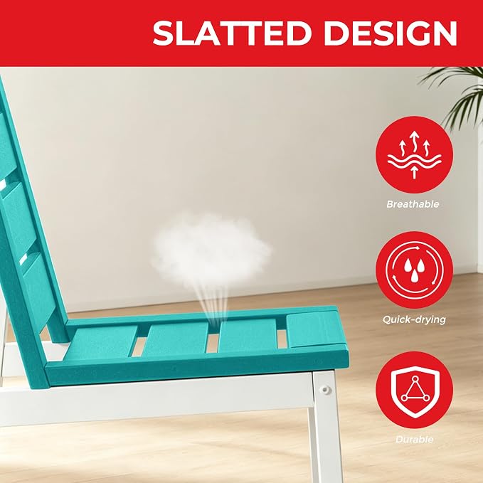 Costaelm Stinson Outdoor Patio HDPE Dining Side Chair, Turquoise