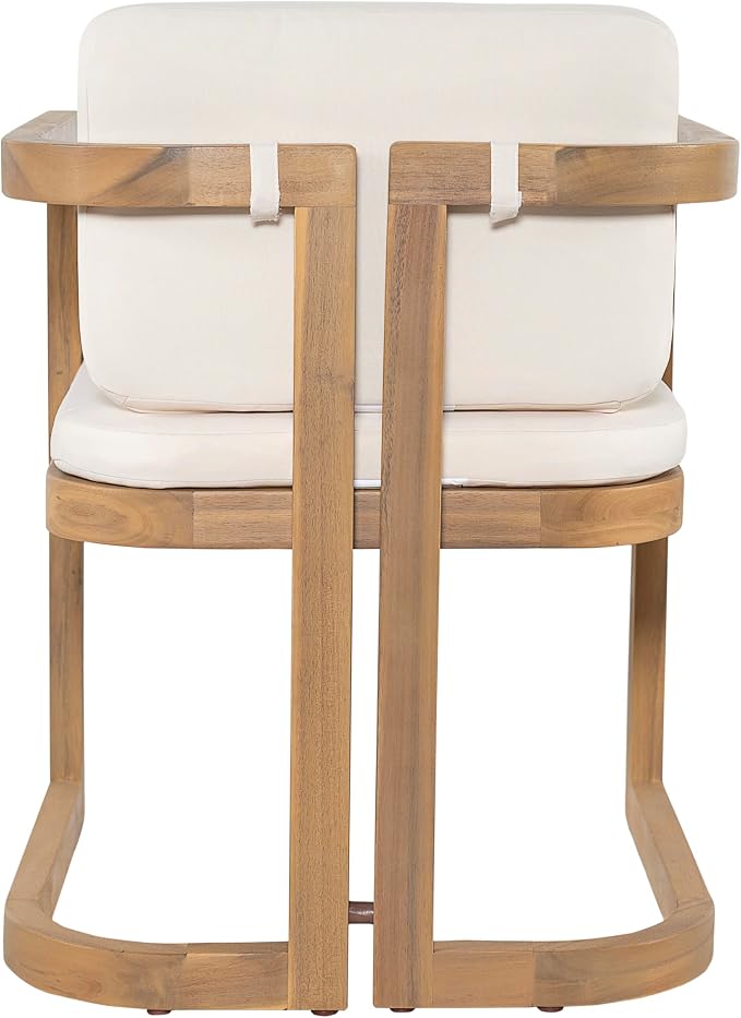 Christopher Knight Home Evana Acacia Wood Dining Table Set for 4, Solid Wood Outdoor Dining Set for 4, Modern Oval Patio Dining Table and Chair Set with Cushions, Brown + Light Teak + Beige