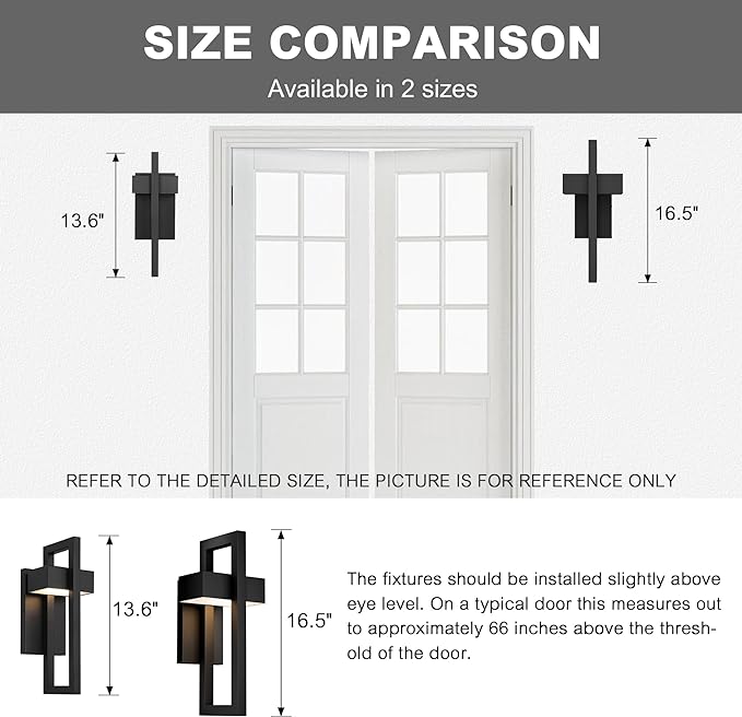 LamQee Outdoor Wall Lights Modern Exterior Lighting Fixtures, 3000K Integrated LED Outdoor Wall Sconce Lighting, Matte Black Outside Wall Mount Lights for House Front Door Porch Garage Patio 1 Pack