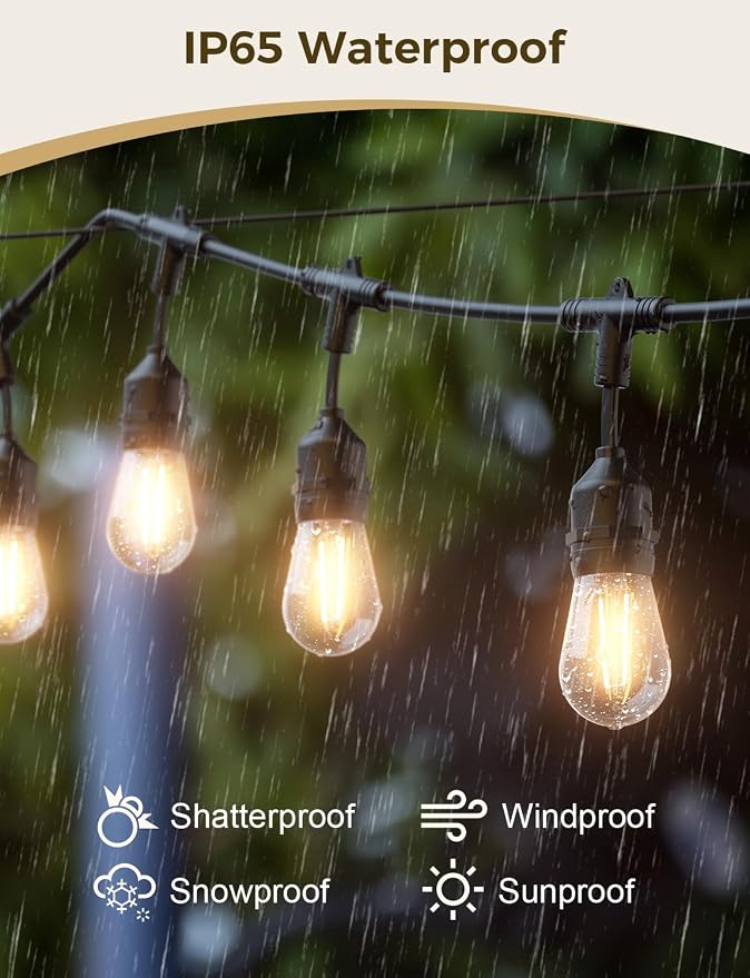 XMCOSY+ Outdoor String Lights,72.5FT Smart Dimmable Edison Bulb Patio Light | Smart App & Voice Control LED String Lights, Custom Schedules, Dimming, Warm White Light for Outside, Yard,Porch, Warerproof