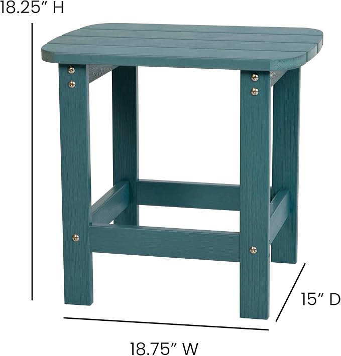 Flash Furniture Charlestown Tiered Commercial Poly Resin Adirondack Side Table - Sea Foam - All-Weather - Indoor/Outdoor
