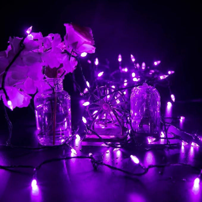 2Pack Christmas Lights Outdoor, 33FT 100 LED Mini Purple Lights Plug in with 8 Modes for Outdoor Indoor Christmas Tree Light Party Holiday Commercial Decorations, Waterproof & Connectable, Purple | 8 Light Modes, Waterproof, Connectable, Plug in, Chris...