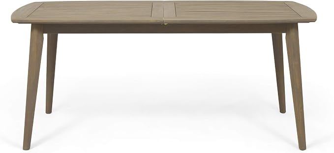 Great Deal Furniture Candance Outdoor Acacia Wood Expandable Dining Table, Gray (309609)