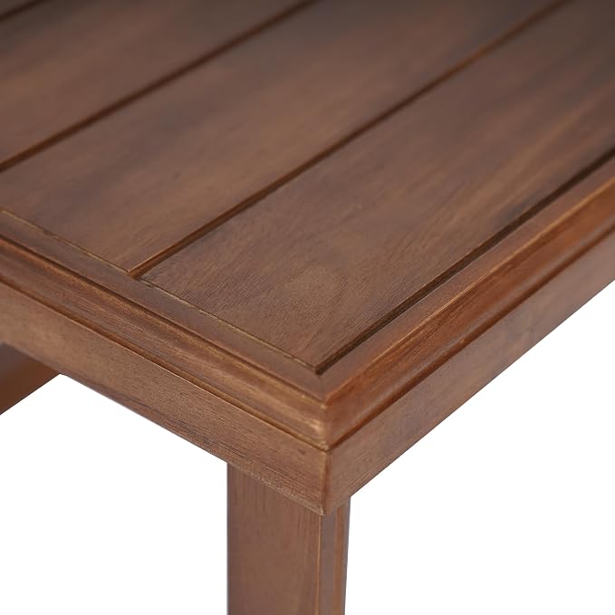 Outdoor Square Side Table with Acacia Wood Frame, Mocha