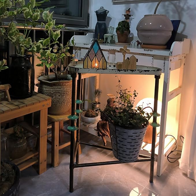 Rustic Farmhouse End Table,Distressed Patio Side Table Metal Outdoor Table for Garden,Balcony,Yard or Lawn (Table A)