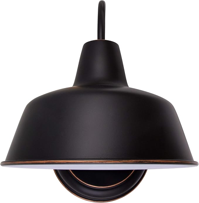 Design House Mason Farmhouse Gooseneck Barn Light, Outdoor Exterior Porch or Patio Wall Light Fixture, Oil Rubbed Bronze, 8 Inch Diameter, 2-Pack, 589218-ORB | Wall Mount, Modern Farmhouse, Steel, 2-Pack, Lighting, 589218-ORB