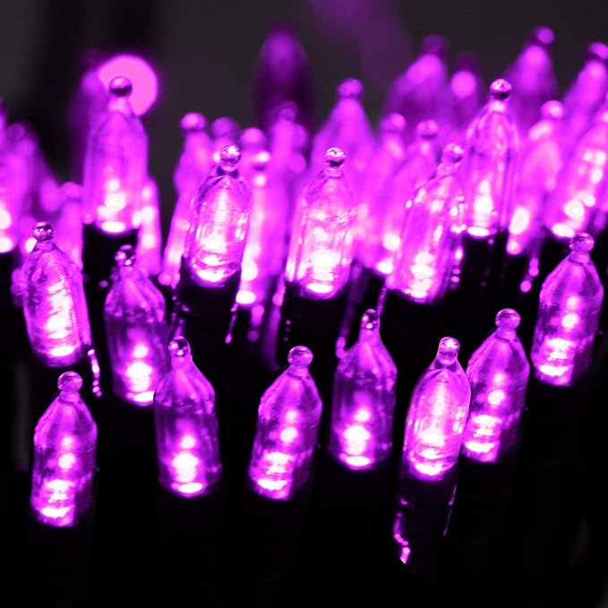 39FT Purple Halloween Lights, 100 LED Outdoor Christmas Mini String Lights | 8 Lighting Modes, Connectable, Waterproof, Halloween Decorations for Haunted House Ghost Holiday Party Xmas Tree Indoor Decor