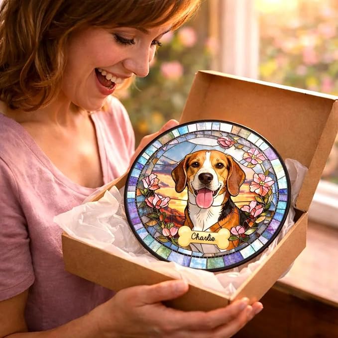 Personalized Pet Memorial Suncatcher Dog Cat, Pet Memorial Suncatcher, Custom Pet Loss Suncatcher, Gifts for Dog Lovers