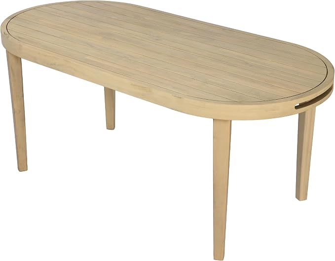 Christopher Knight Home Dorium 70" Oval Outdoor Dining Table, Acacia Wood Patio Dining Table for 4-6 People, Solid Wood Outdoor Table for Patio Deck Garden Backyard Dining, Light Teak